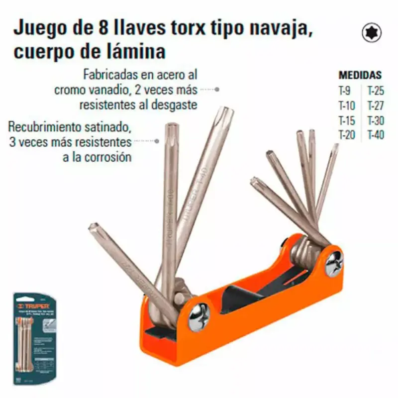 Juego De 8 Llaves Torx Tipo Navaja Truper | Bici - Imagen 5
