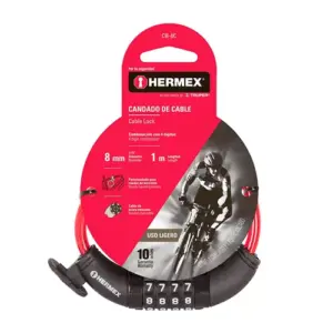 Cadena Seguridad Para Bicicleta 8mm X 1m – Combinación