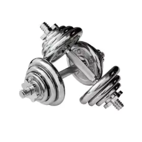 Alternative view of SET 20 KG PESAS CROMADAS + MANCUERNAS + MALETÍN