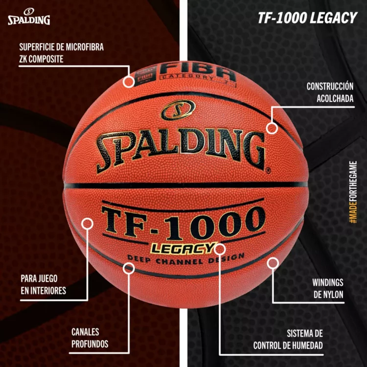 Pelota de Básket Spalding Tf-1000 Legacy Indoor Black - #7 - Imagen 3