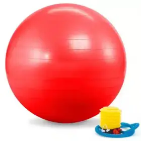 Pelota De Yoga 65 Cm Pilates Fitball Suiza + Inflador - ROJO