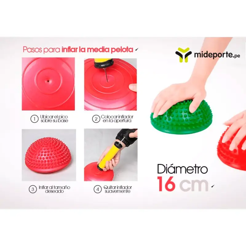 Mini Bosu Kinesiología Equilibrio Semi Esfera Base C/ Púas - Imagen 5