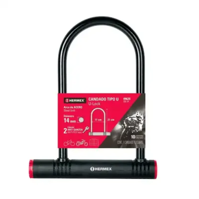 Cadena Rígido Tipo U Seguridad Para Bicicleta 14mm