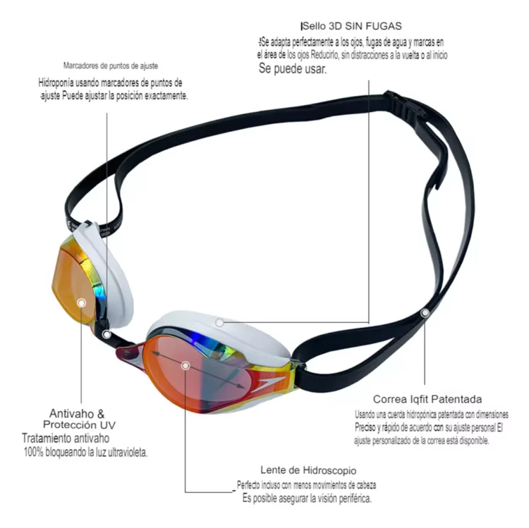 LENTE NATACIÓN SPEEDO FASTSKIN SPEEDSOCKET 2 MIRROR - WHITE/MIRROR - Imagen 5
