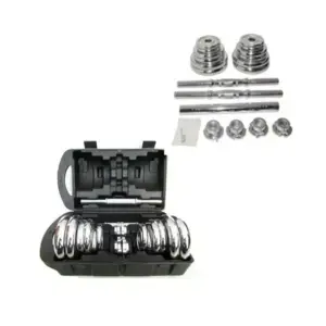 SET DE PESAS 20KG DISCOS CROMADOS + ADAPTADOR 40CM - WINNER - Imagen 2