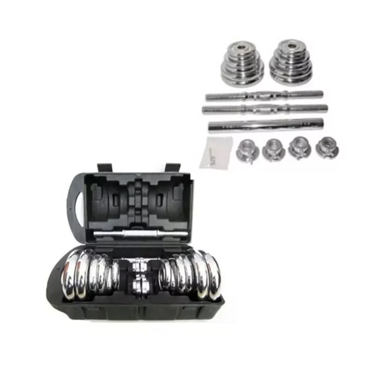 SET DE PESAS 20KG DISCOS CROMADOS + ADAPTADOR 40CM - WINNER - Imagen 2