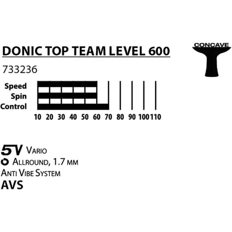 PALETA PARA PING PONG DONIC TOP TEAM 600 - Imagen 3