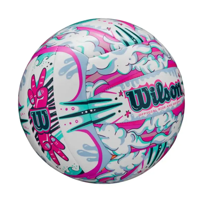 PELOTA DE VOLEY WILSON GRAFFITI PEACE WHITE/PURPLE #5 - Imagen 2