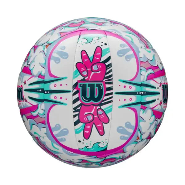 PELOTA DE VOLEY WILSON GRAFFITI PEACE WHITE/PURPLE #5 - Imagen 3