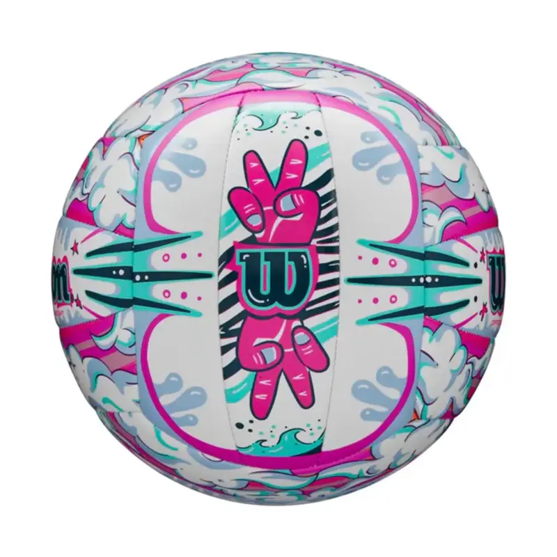 PELOTA DE VOLEY WILSON GRAFFITI PEACE WHITE/PURPLE #5 - Imagen 3