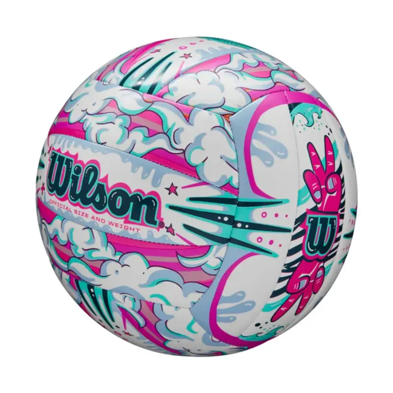 PELOTA DE VOLEY WILSON GRAFFITI PEACE WHITE/PURPLE #5 - Imagen 4