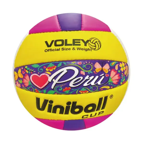 PELOTA PARA VOLEY VINIBALL CUERO COSIDO FOLK #5 - Imagen 2