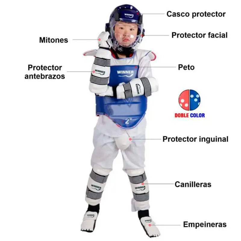 KIT DE PROTECCION TAEKWONDO C/ MOCHILA WINNER - Imagen 5