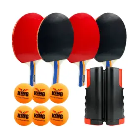 SET DE PING PONG KING BECKET (4 RAQUETAS + 1 NET + 1 ESTUCHE + 6 PELOTAS)