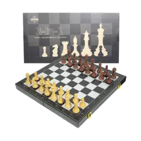 TABLERO DE AJEDREZ 3 EN 1 CUERO
