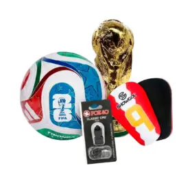 KIT DE FÚTBOL V5 (PELOTA + COPA + CANILLERAS + SILBATO)