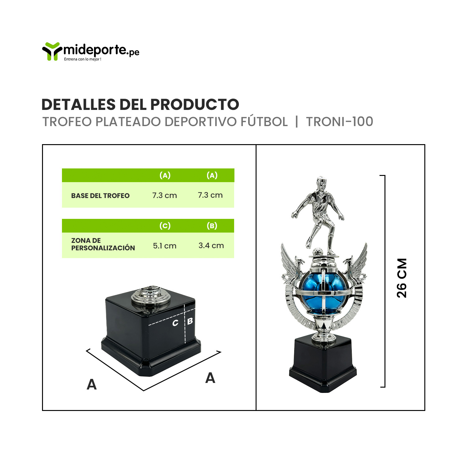 TROFEO DE FÚTBOL 26 CM. TRONI-100 - Imagen 4